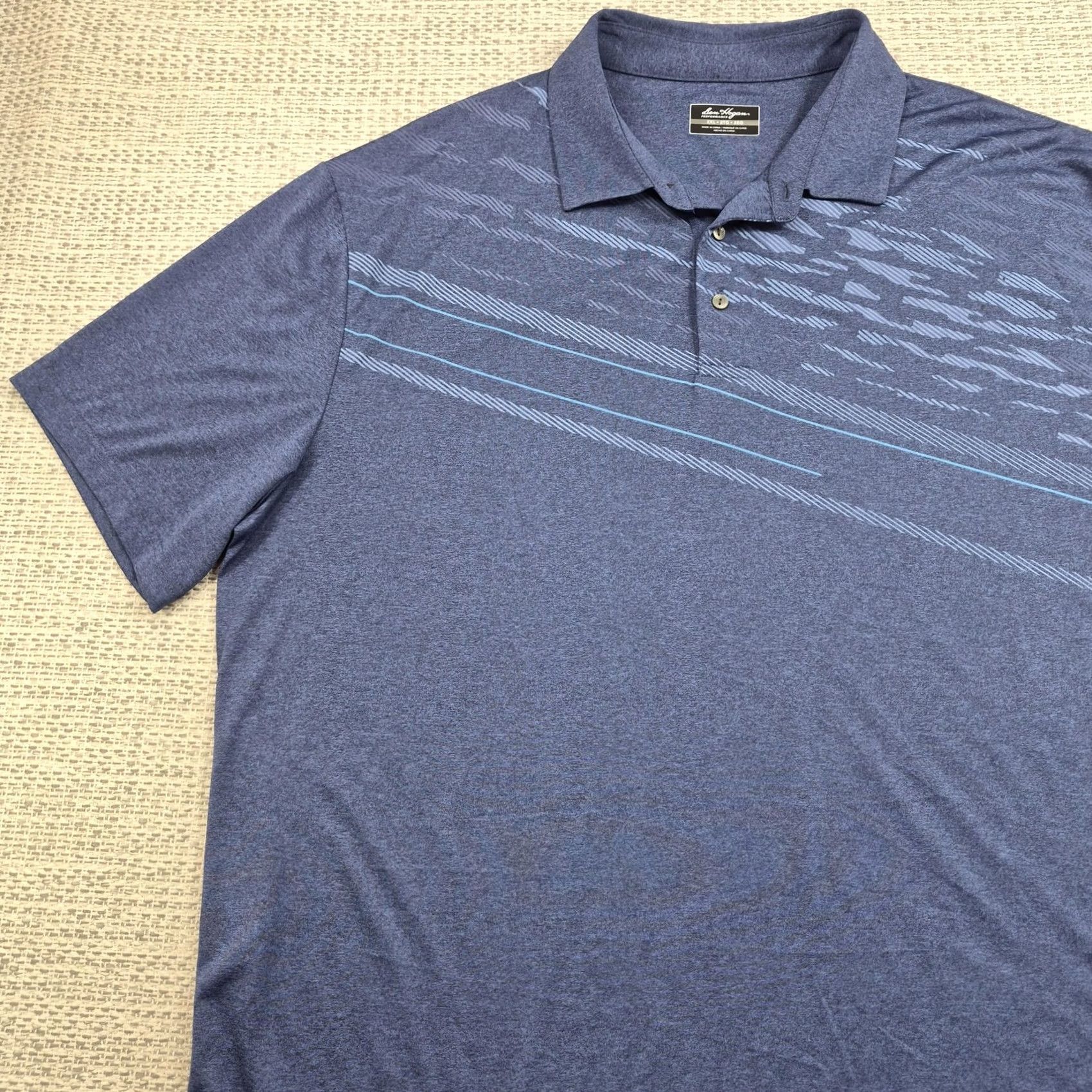 Hogan Ben Hogan Golf Polo Shirt Mens 2XL Blue Asymmetric Stripe Performance Stretch Polo Shirt S2XL Mens Blue Stripe Golf Polo Size US XXL / EU 58 / 5 - 3 Thumbnail