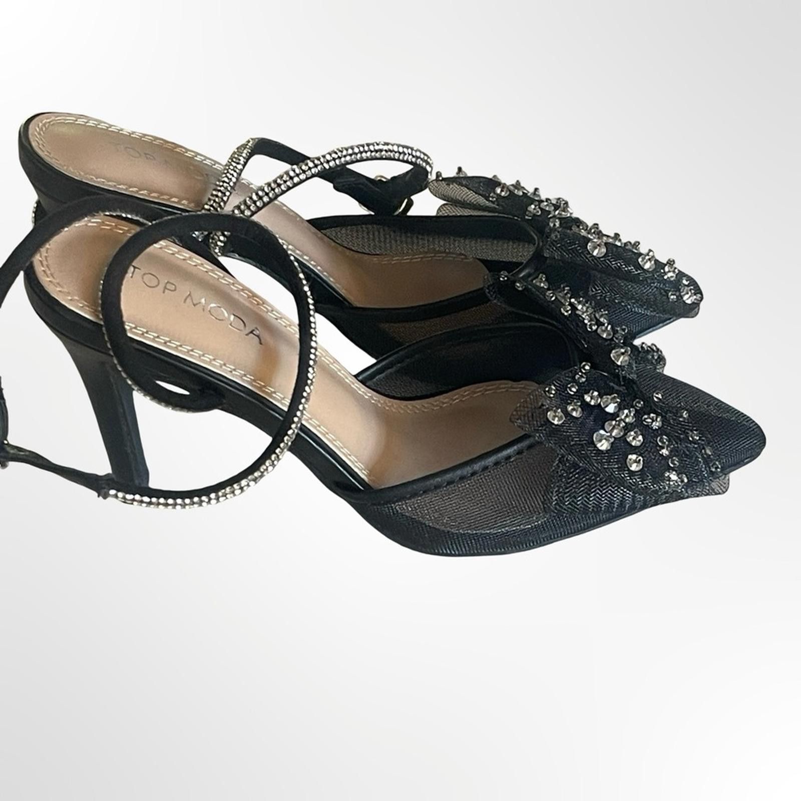Other Top Moda Black Embellished Pointed-Toe Heels NWT in size 6.5 Size US 6.5 / IT 36.5 - 4 Thumbnail
