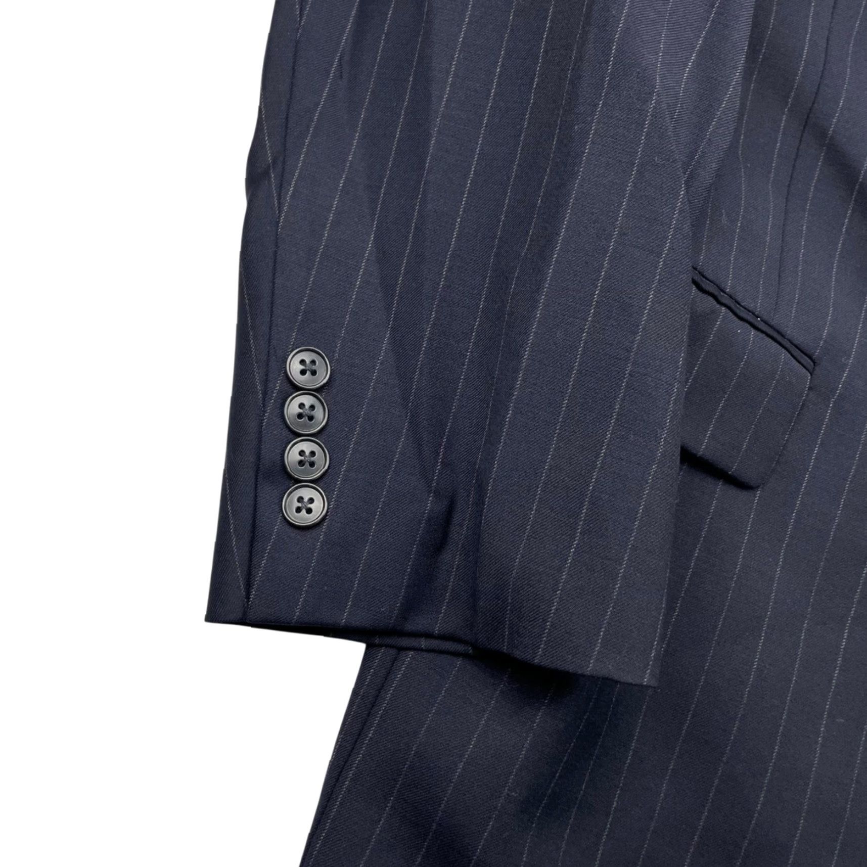 Hart Schaffner Marx Hart Schaffner Marx Blazer Men's 100% Wool Navy Blue Stripe 42L Two-Button Front USA Long Notch Lapel Regular Vintage: No Size 42R - 4 Thumbnail