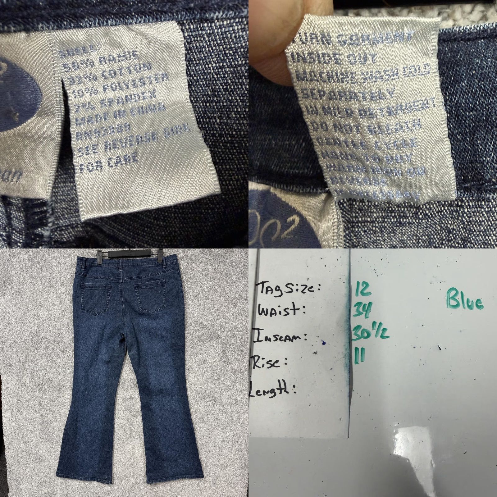 Denime DG2 by Diane Gilman Jeans Women 12 Bootcut Denim Dark Wash High Rise Stretch 5-Pocket Blue 34x30.5 Size 34" / US 12 / IT 48 - 8 Thumbnail