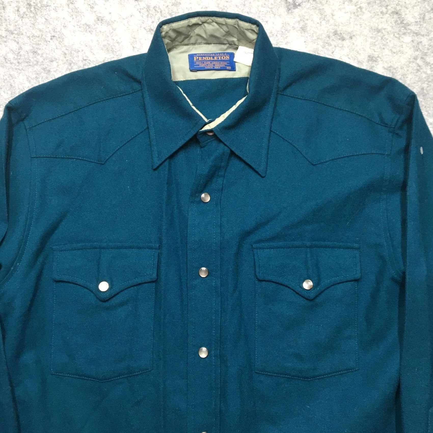 Pendleton VINTAGE Pendleton Shirt Mens M Blue Wool Western Wear Snap Front Made USA Size US M / EU 48-50 / 2 - 4 Thumbnail