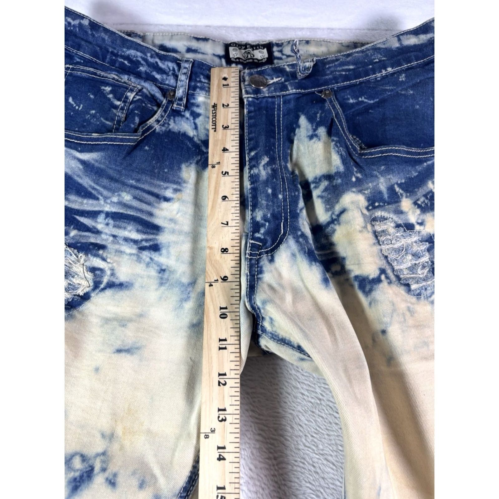 Vintage Gray Earth Jeans Men’s Regular 34x32 Acid Washed Distressed Denim Blue White 5-Pocket Zipper Vintage: No Size US 34 / EU 50 - 3 Thumbnail