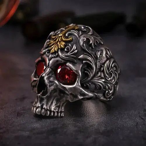 Jewelry Vintage Gothic Skull Ring Size ONE SIZE - 4 Thumbnail