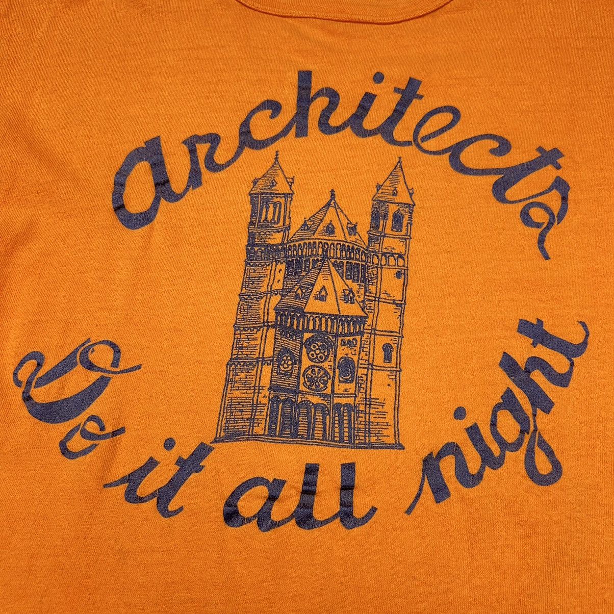 Russell Athletic × Vintage Russell Athletic Tee Shirt Orange Architect Single Stitch Size US M / EU 48-50 / 2 - 7 Thumbnail