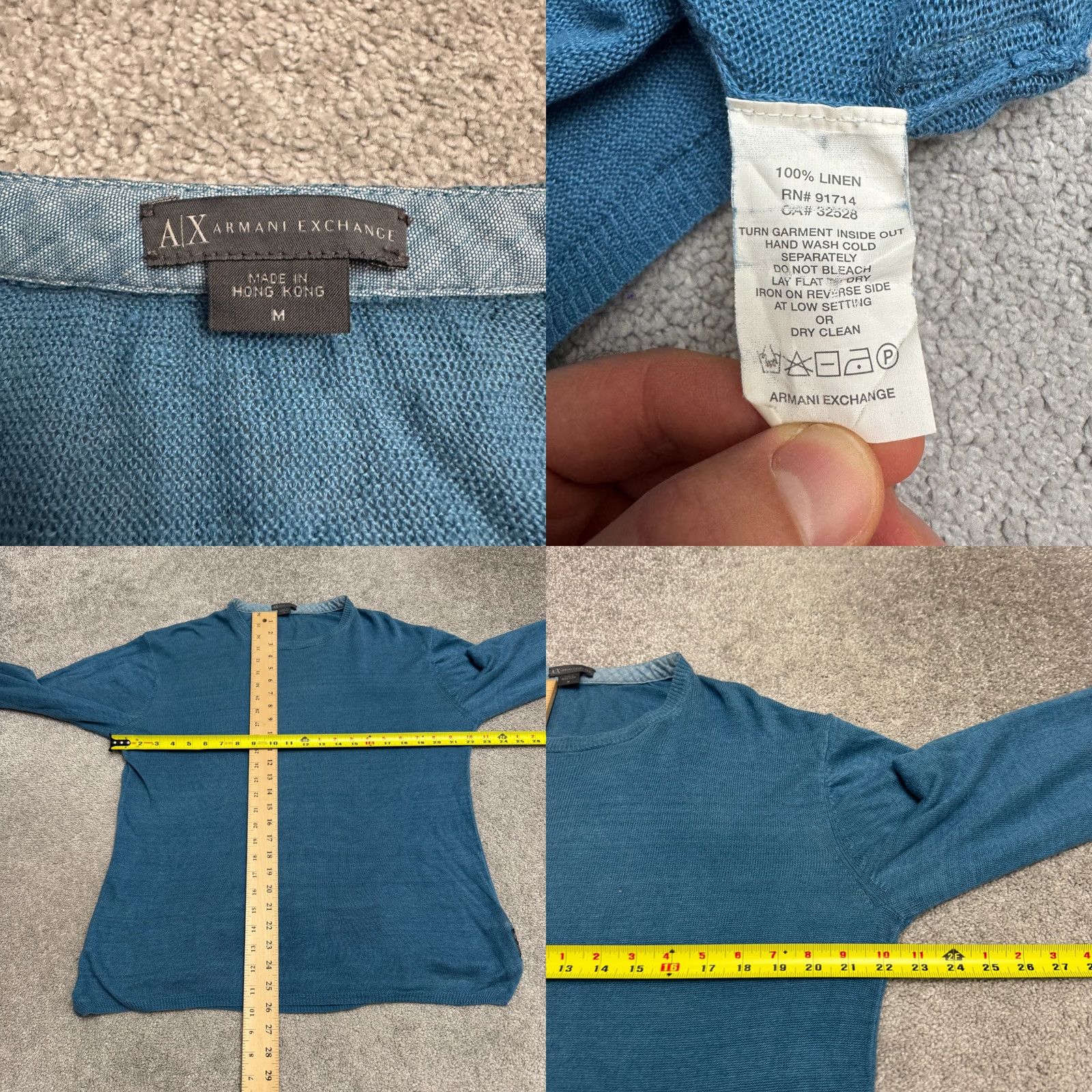 Armani Exchange VINTAGE Armani Exchange Crew Neck Pullover Sweater Mens M Linen Knit Blue 90s Classic Preppy Logo Size US M / EU 48-50 / 2 - 8 Thumbnail