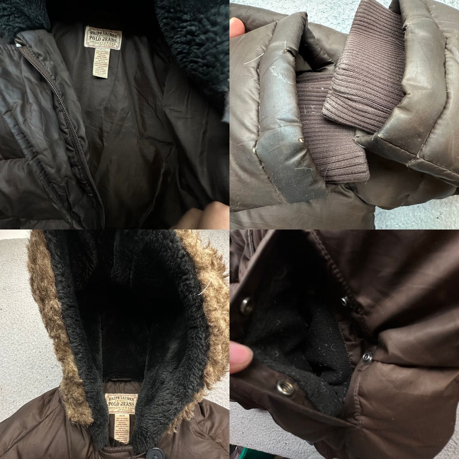 Ralph Lauren VINTAGE Ralph Lauren Polo Jeans Down Fill Puffer Bomber Jacket Hood Women Medium Brown Size 32" / US 10 / IT 46 - 8 Thumbnail