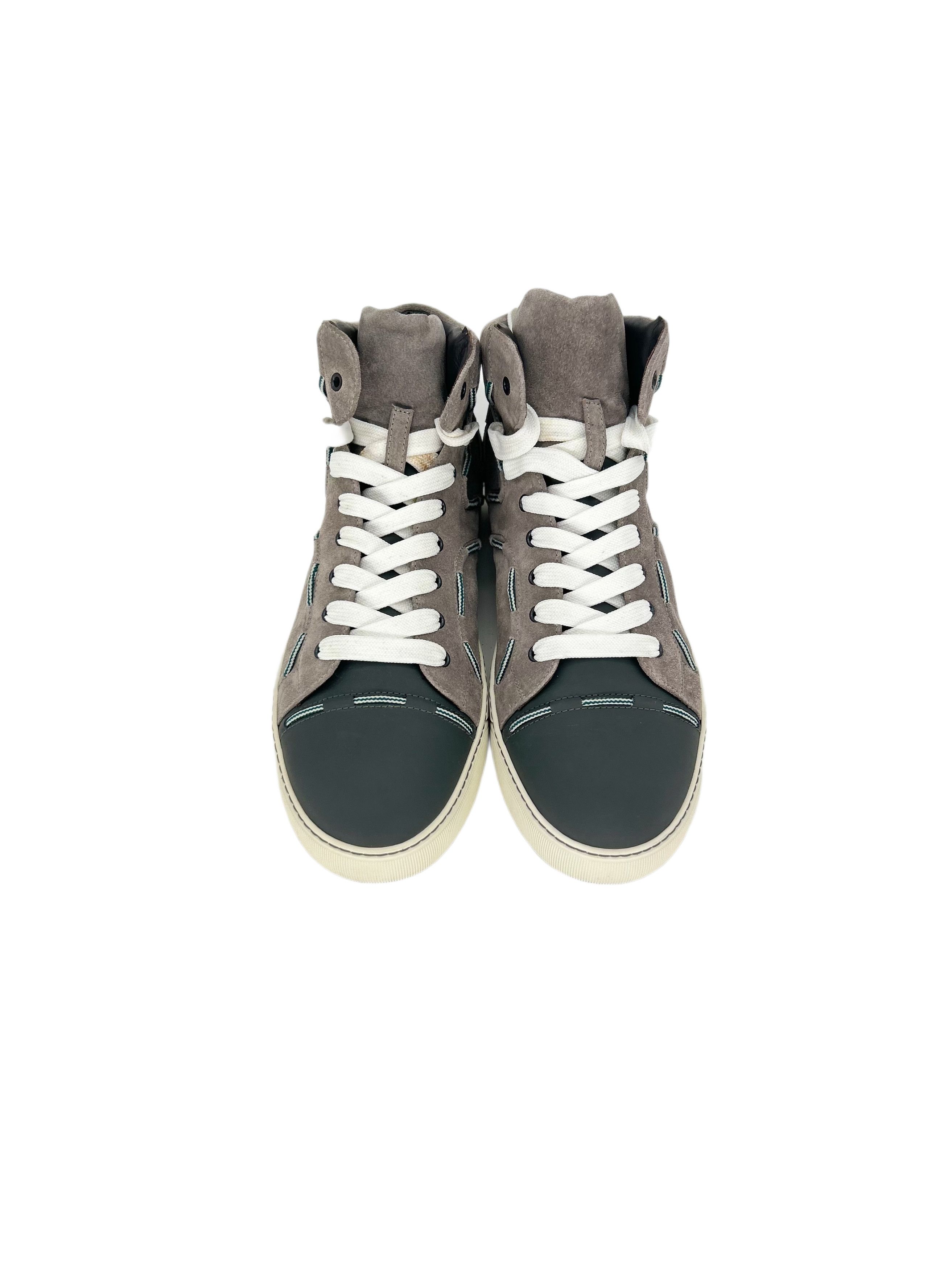 Lanvin Grey Suede Leather High Top Trainers Size US 12 / EU 45 - 4 Thumbnail