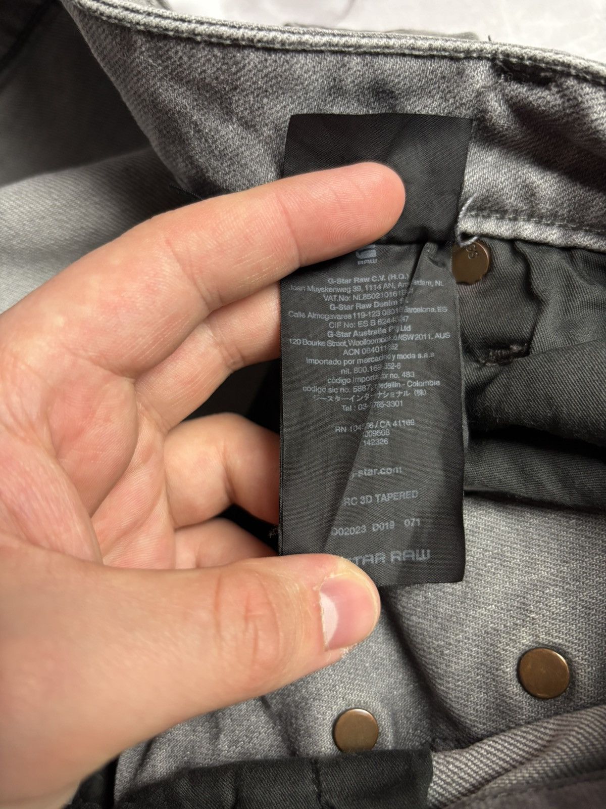 Designer × G-Star G Star Raw ARC 3D Tapered Jeans Denim Grey Mens 32 x 34 Size US 32 / EU 48 - 16 Thumbnail