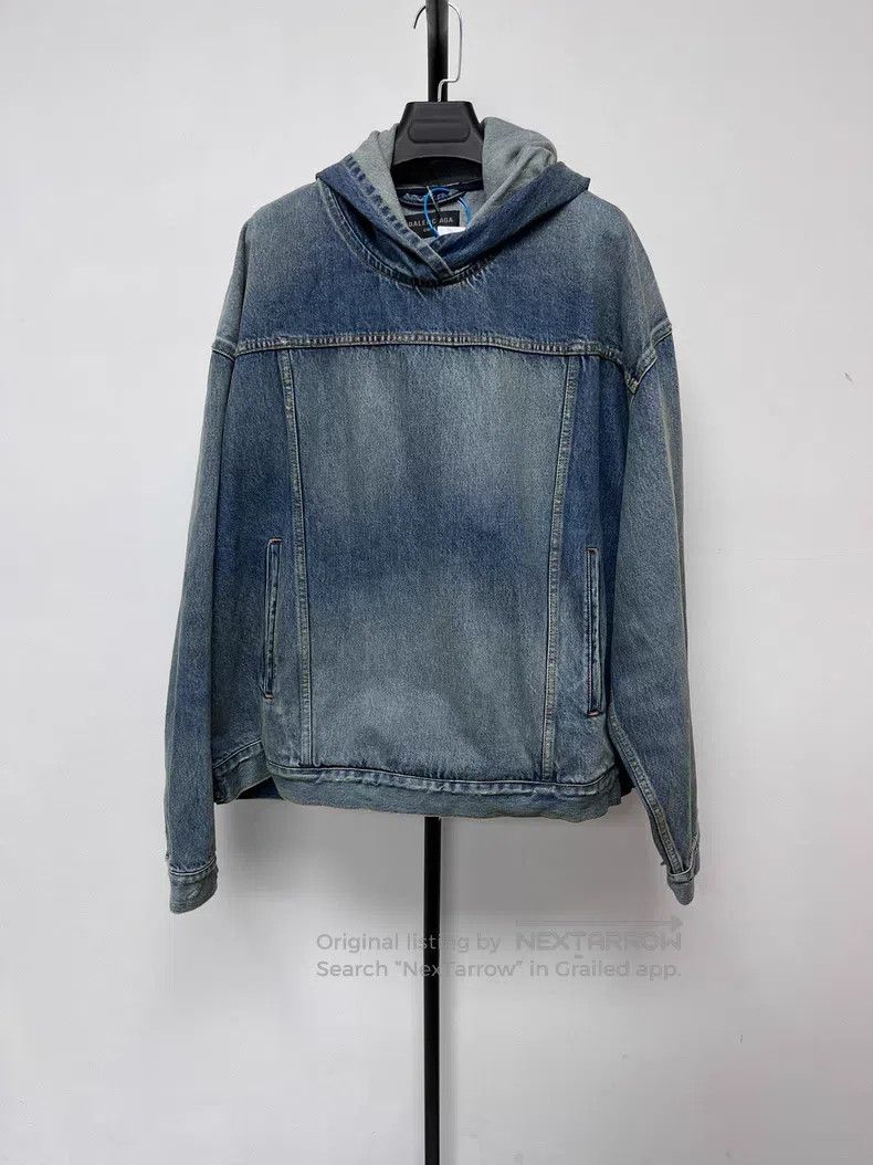 Balenciaga Balenciaga Denim Long Sleeve Hooded Zip Up Jacket Size US M / EU 48-50 / 2 - 1 Thumbnail
