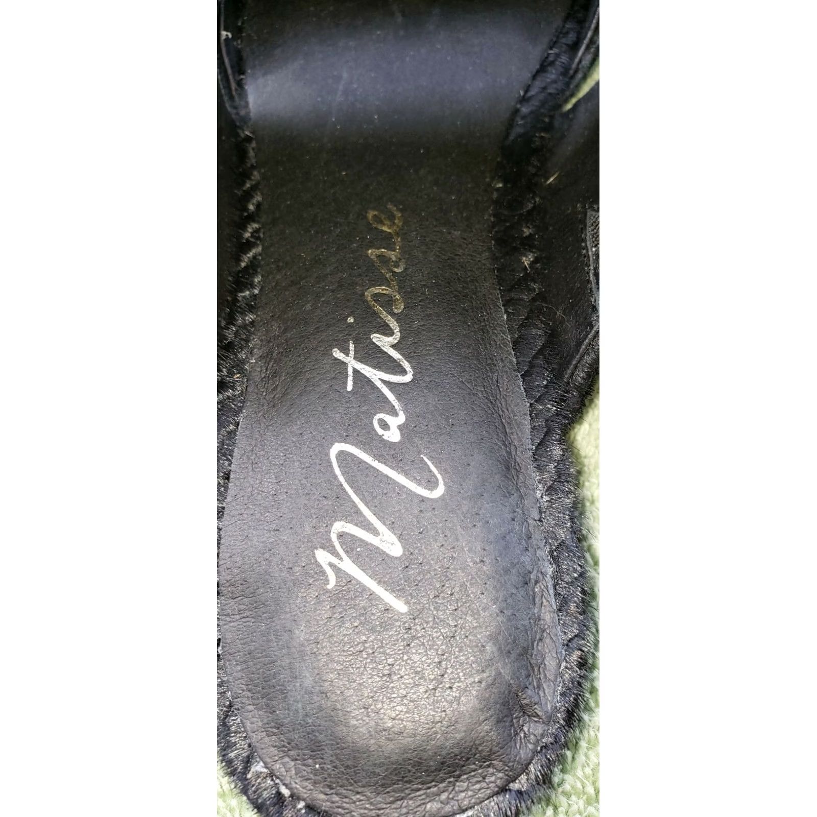 Matisse Matisse Flats Women's 6M Berlin Crossover Semiround Toe Black Calfskin Leather Slips On 1/2" Block Heel Domed Toe Shoes dress Evening Party Business Size US 4 / IT 34 - 5 Thumbnail