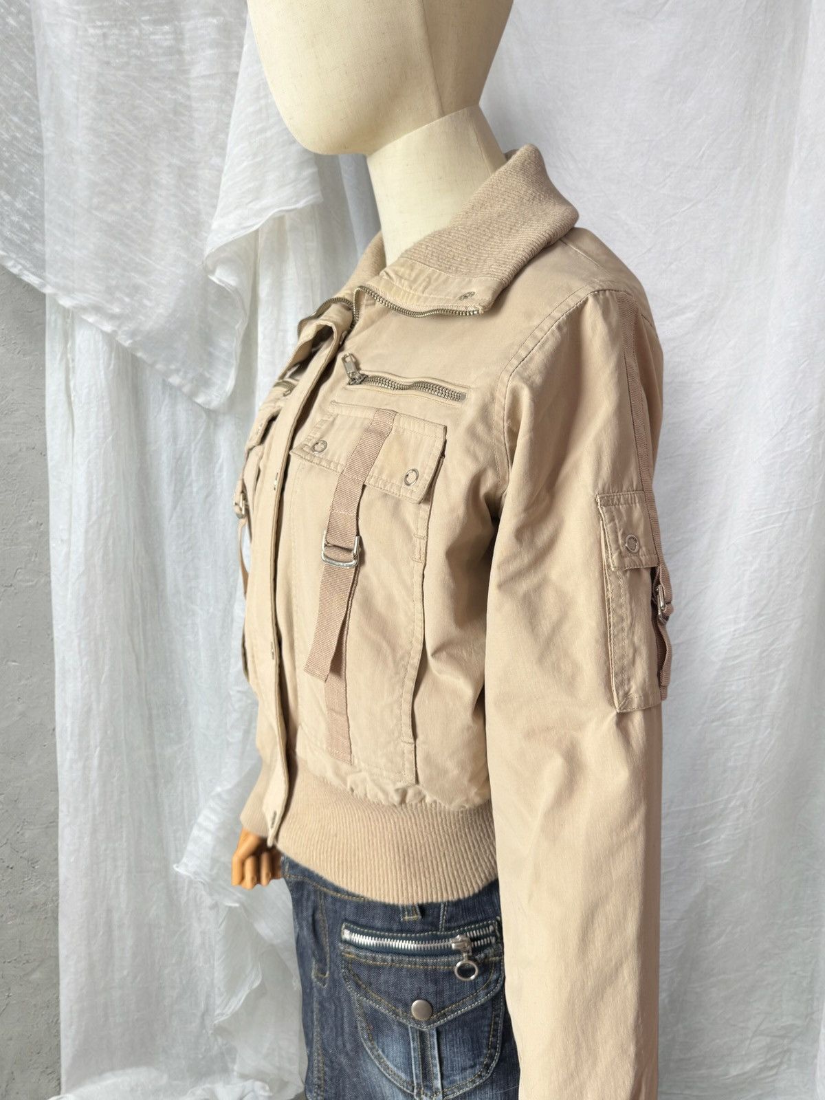 If Six Was Nine Avant Garde Vintage Strap Details Cropped Bomber Jacket Size S / US 4 / IT 40 - 2 Thumbnail