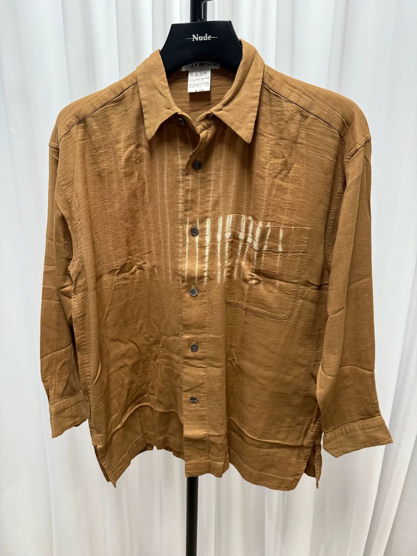 Issey Miyake Issey Miyake Striped Shirt in Brown Size US M / EU 48-50 / 2 - 1 Thumbnail