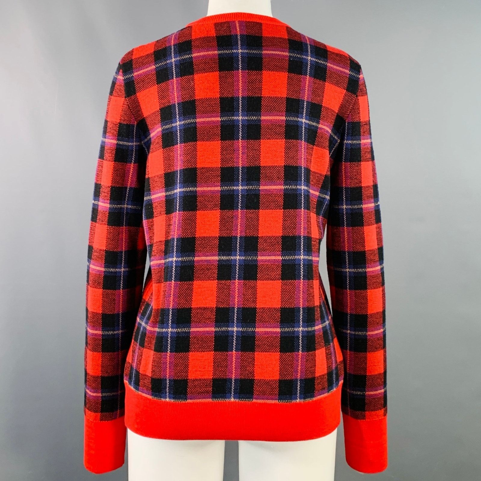 Equipment EQUIPMENT Red Black Blue Wool Blend Plaid Crew Neck Pullover Size S / US 4 / IT 40 - 4 Thumbnail