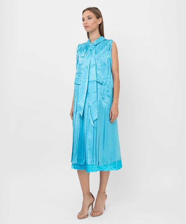 Balenciaga o1y0625 Midi Dress in Turquoise Size XS / US 0-2 / IT 36-38 - 3 Thumbnail