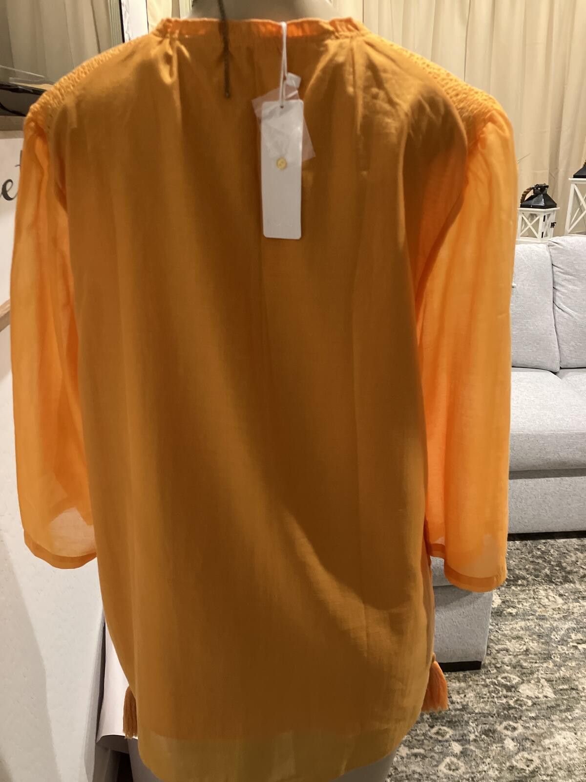 Other NWT Iconic Women's Orange Blouse with Smocked Detail Size L / US 10 / IT 46 - 3 Thumbnail