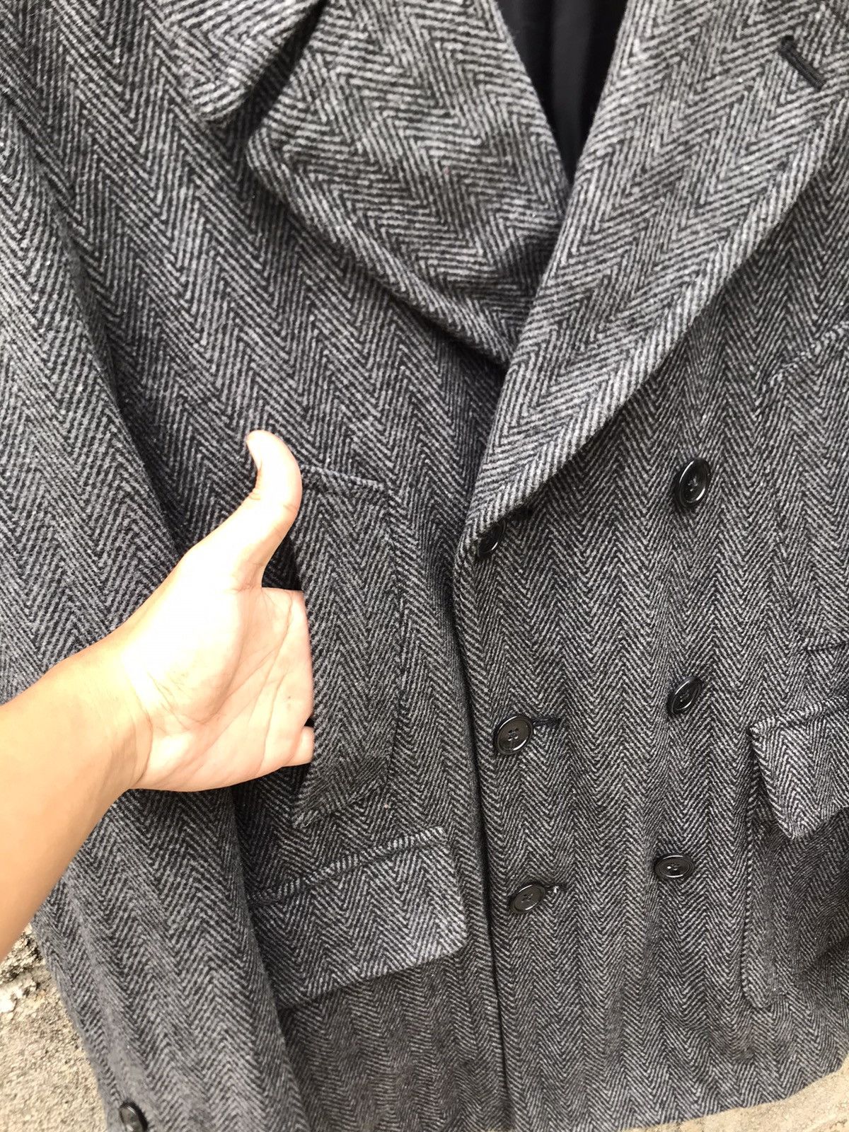 GU 🔥Japanese Brand GU Herringbone Double Breasted Peacoat Size US L / EU 52-54 / 3 - 6 Thumbnail