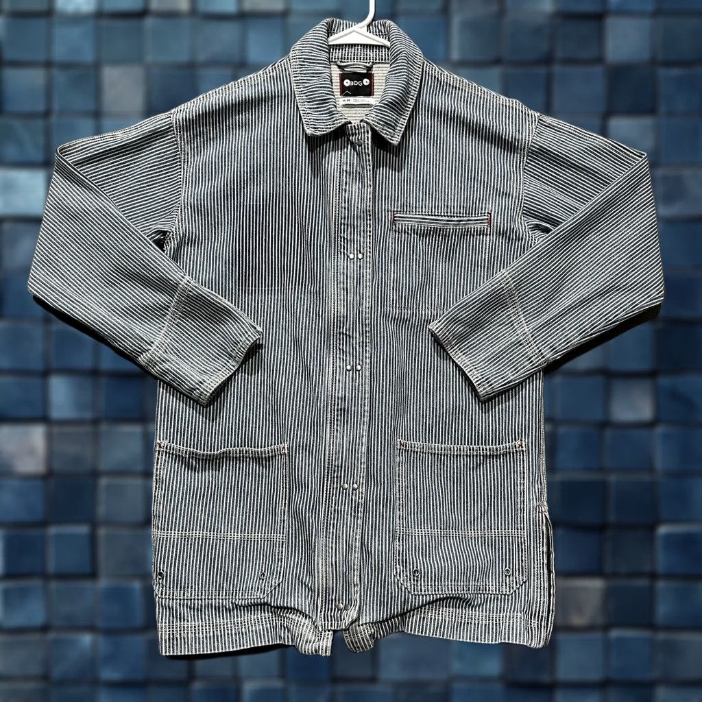 Bdg BDG Hickory Stripe Drill Chore Jacket Womens Medium Blue White Railroad EUC Size M / US 6-8 / IT 42-44 - 1 Thumbnail