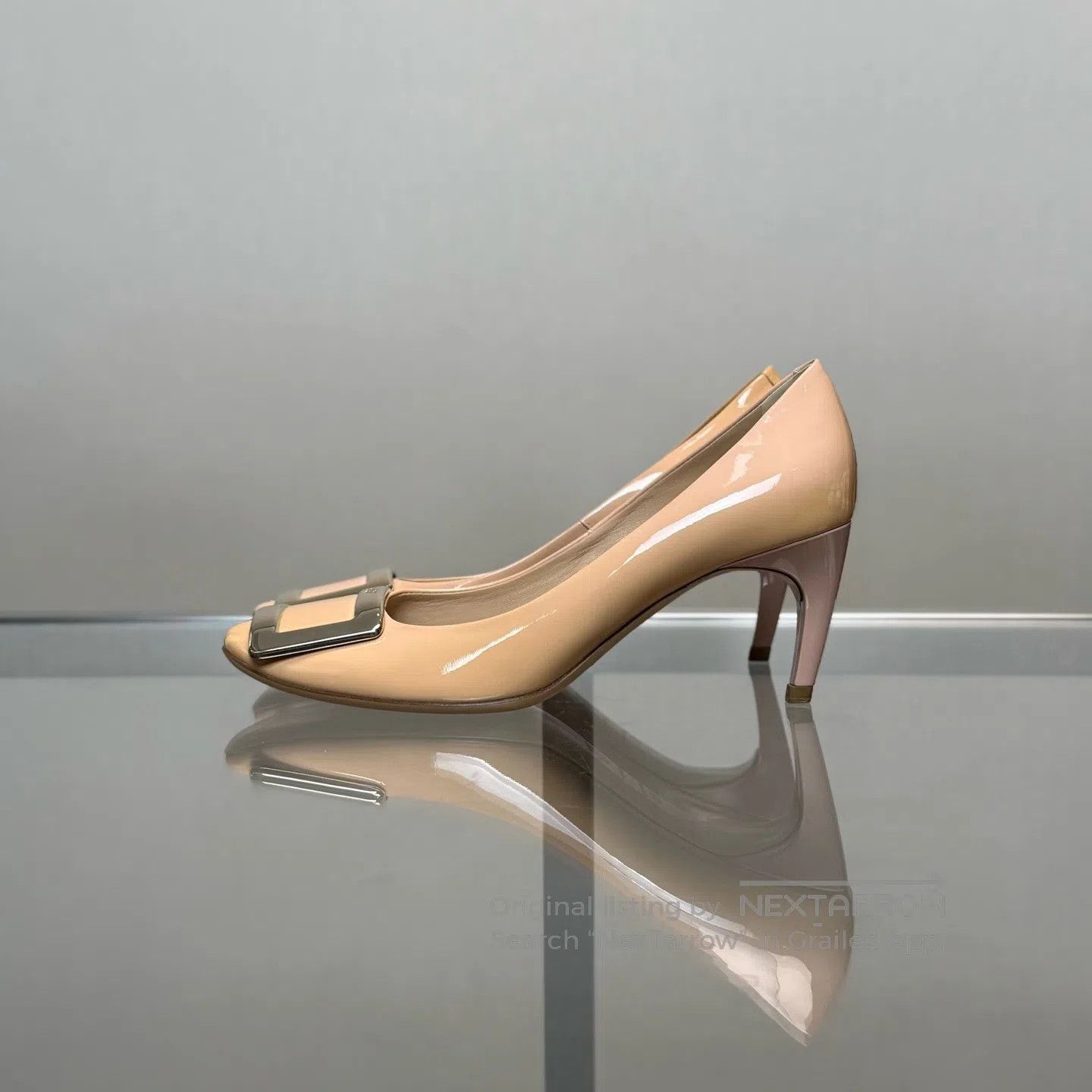 Roger Vivier Roger Vivier Square-toed, nude-colored painted leather hig Size US 5 / IT 35 - 3 Thumbnail