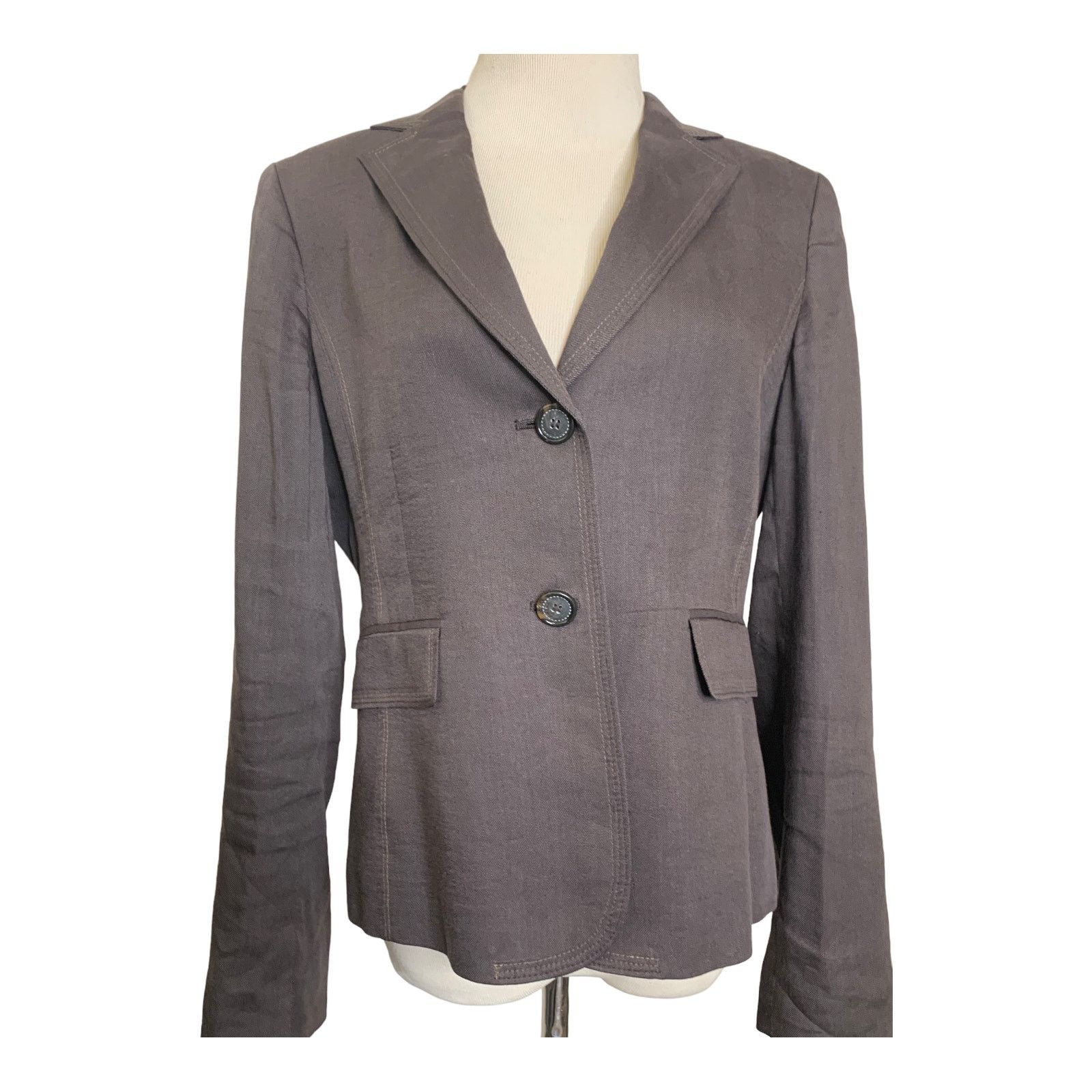 Alfani Alfani brown stitched lapel detail casual blazer size 8P Size M / US 6-8 / IT 42-44 - 6 Thumbnail