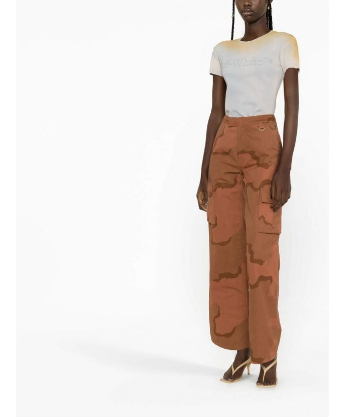 Off-White o1gr1nt0325 Laundry Ribbed Basic T-Shirt in Grey Beige Size S / US 4 / IT 40 - 2 Thumbnail