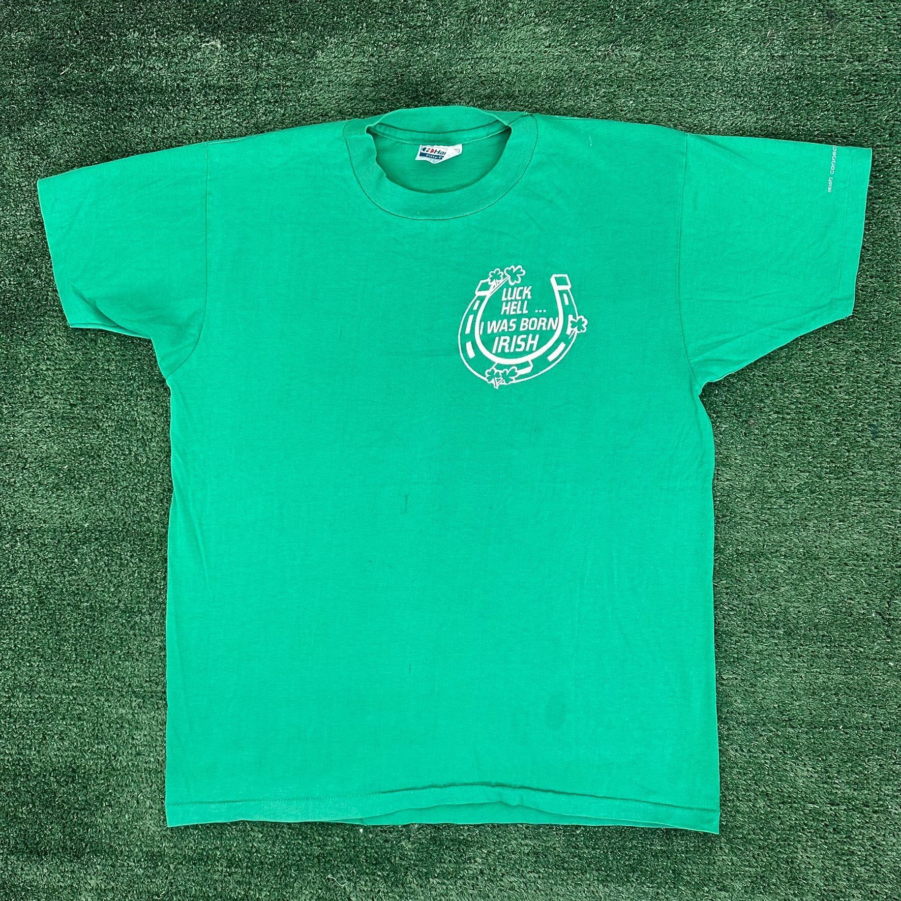 Hanes Vintage 80s Irish Shamrock Luck T-Shirt Single Stitch Boxy G Size US M / EU 48-50 / 2 - 1 Thumbnail