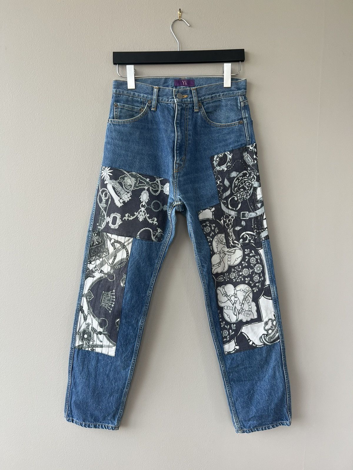 image of Yohji Yamamoto x YS Patchwork Denim in Blue, Men's (Size 28)
