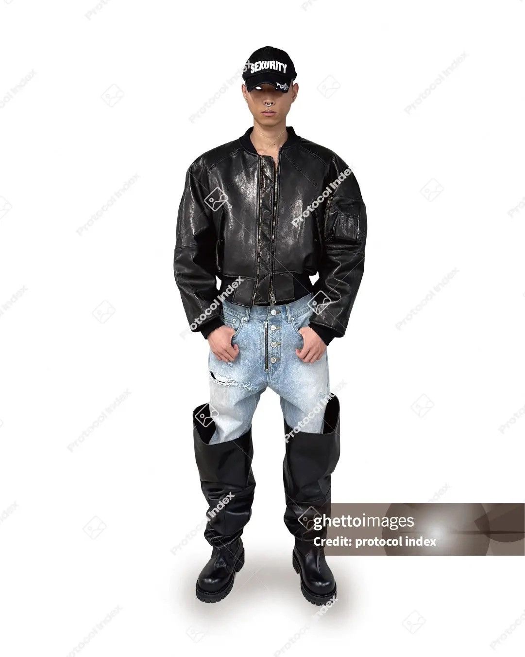 PROJECT G/R Protocol Index Exaggerated Shoulder Leather Jacket Size US M / EU 48-50 / 2 - 3 Thumbnail