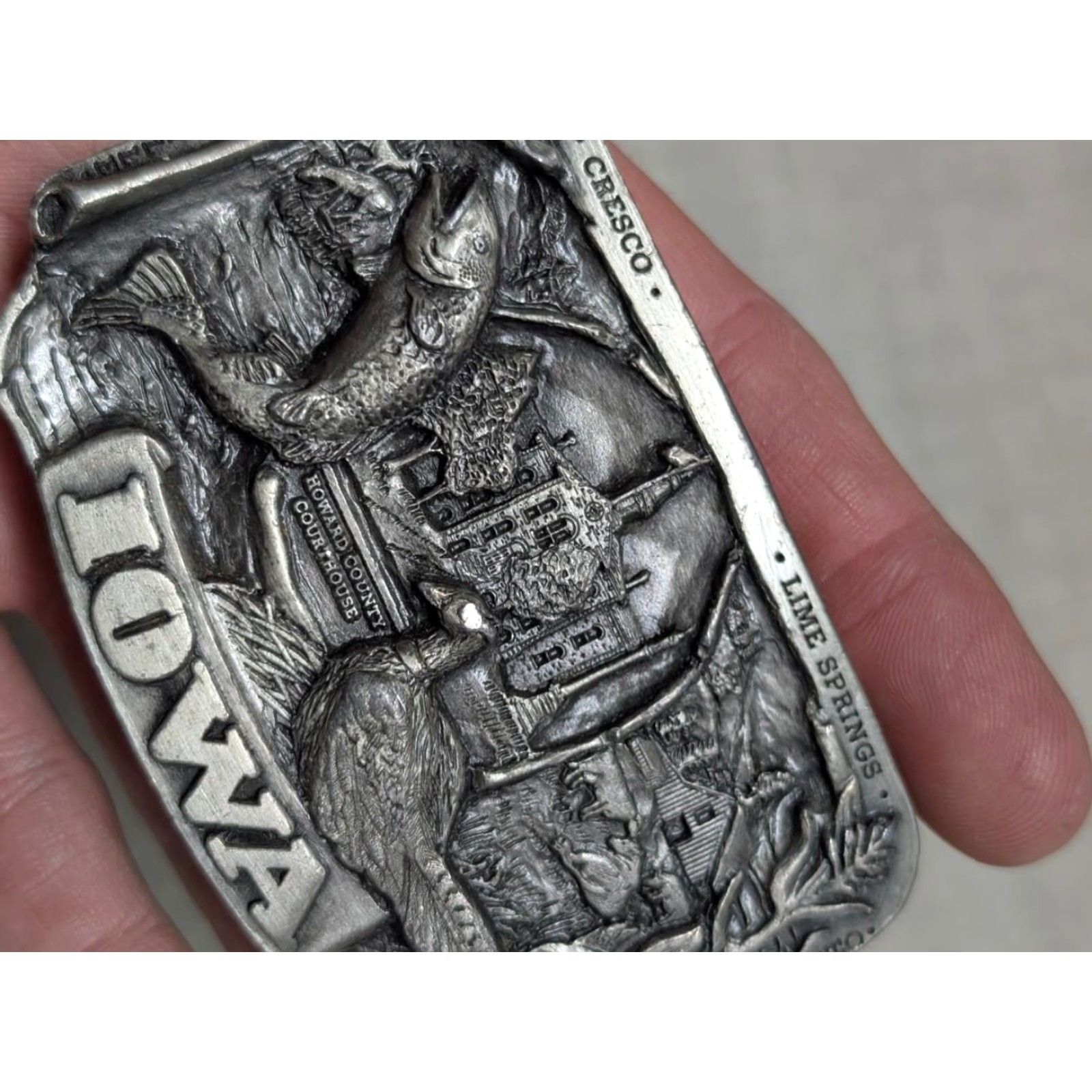 Vintage VINTAGE STATE OF IOWA belt buckle HEAVY DUTY solid pewter Western cowboy Size ONE SIZE - 2 Thumbnail