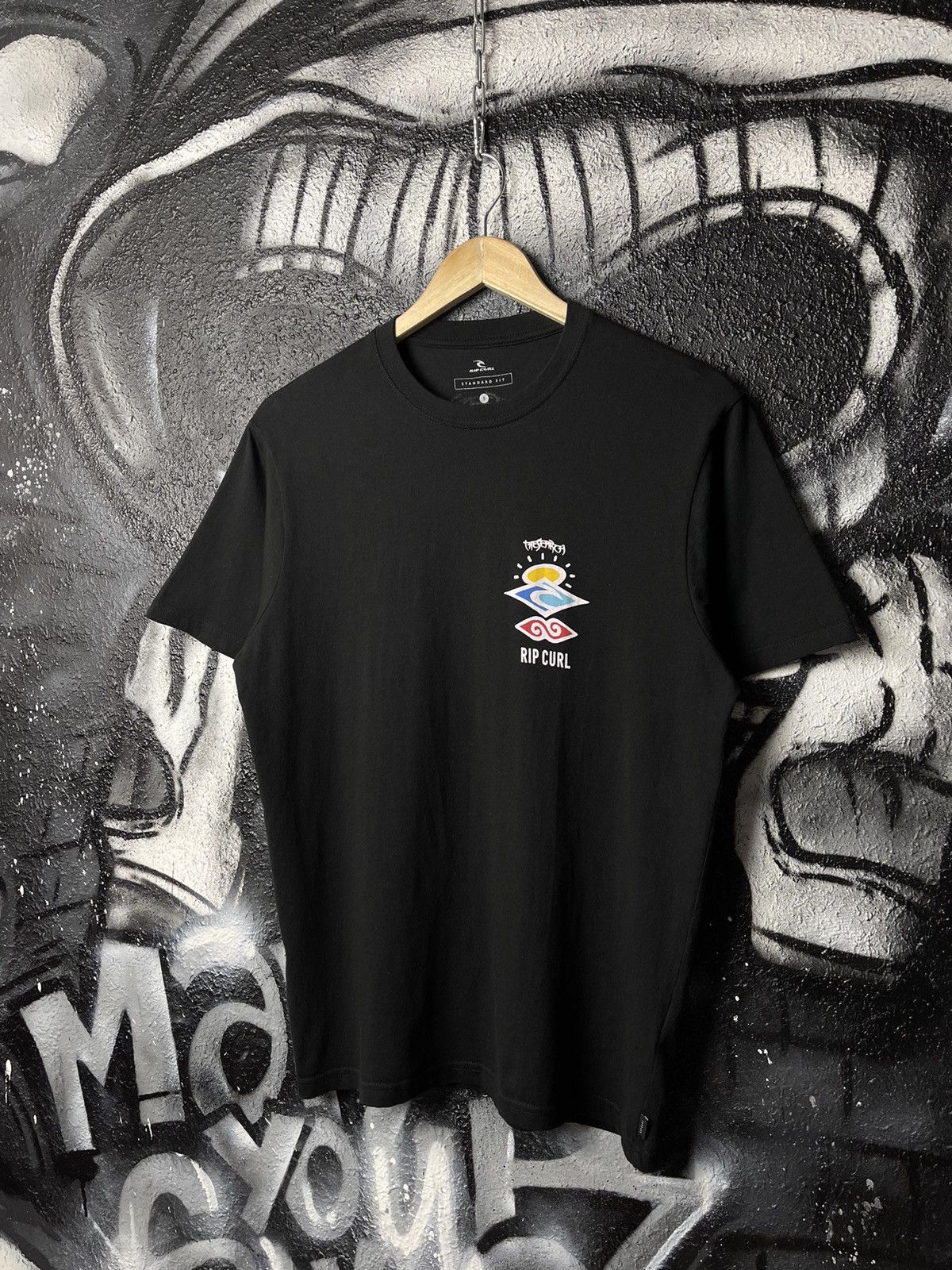 Rip Curl Rip Carl Y2K Standard Fit Surf Style Black T-Shirt Size S Size US S / EU 44-46 / 1 - 2 Thumbnail