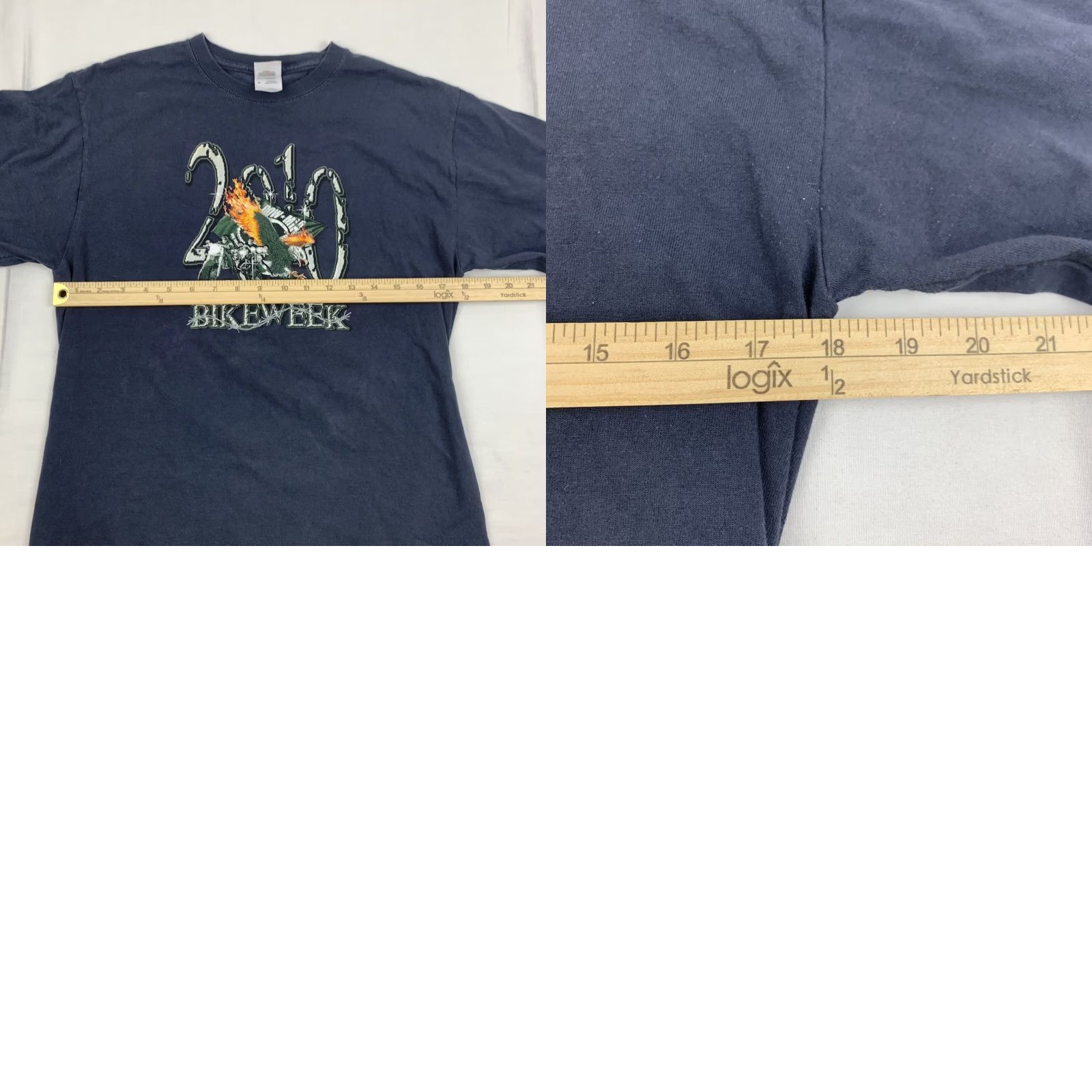 Fruit Of The Loom VINTAGE Dayton Beach Bike Week T Shirt Men Adult Medium Blue 2010 Biker Motorcycle American Shirt M Blue Motorcycle American Mens Size US M / EU 48-50 / 2 - 8 Thumbnail