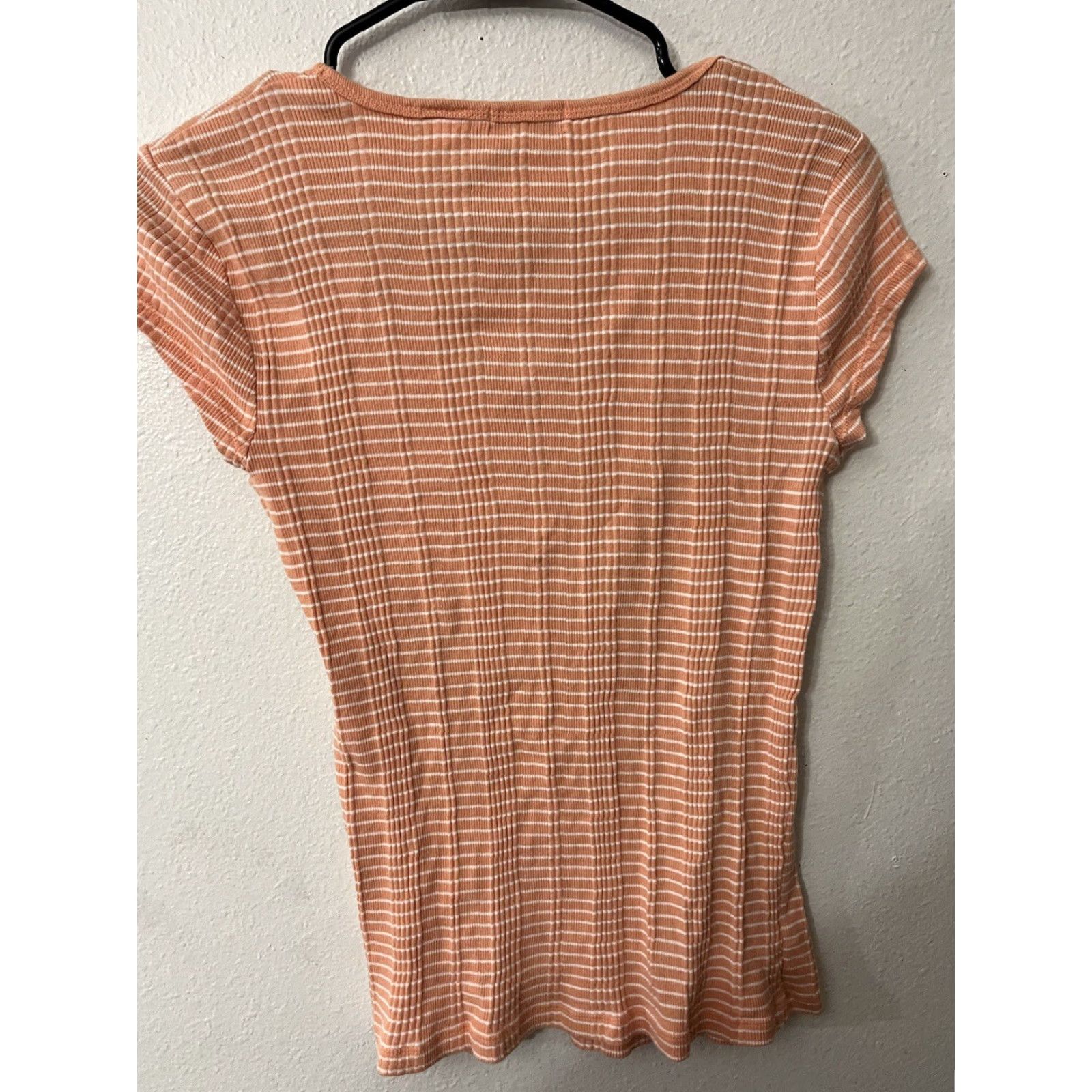 CO VINTAGE Liz & Co Women Short Sleeve T-Shirt Cotton Scoop Neck Casual Top 100% Cotton, Petite Large, Orange Size L / US 10 / IT 46 - 2 Thumbnail
