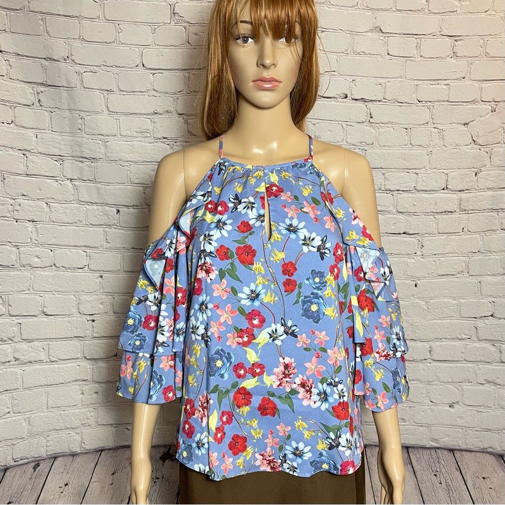 Parker NWT New $268 Parker Cold-Shoulder Floral Lilac Top Size XS Size XS / US 0-2 / IT 36-38 - 2 Thumbnail