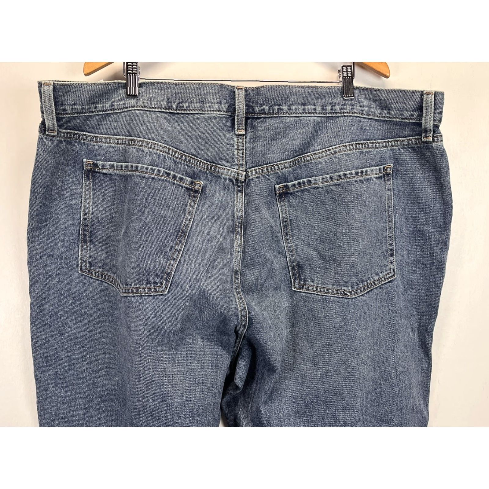 Old Navy Old Navy Women's Plus Size Jeans Sz 24 High Rise Slouchy Straight Crop Distressed NWT Blue Denim 100% Cotton Raw Hem Distressed Size 42" / US 20 - 4 Thumbnail