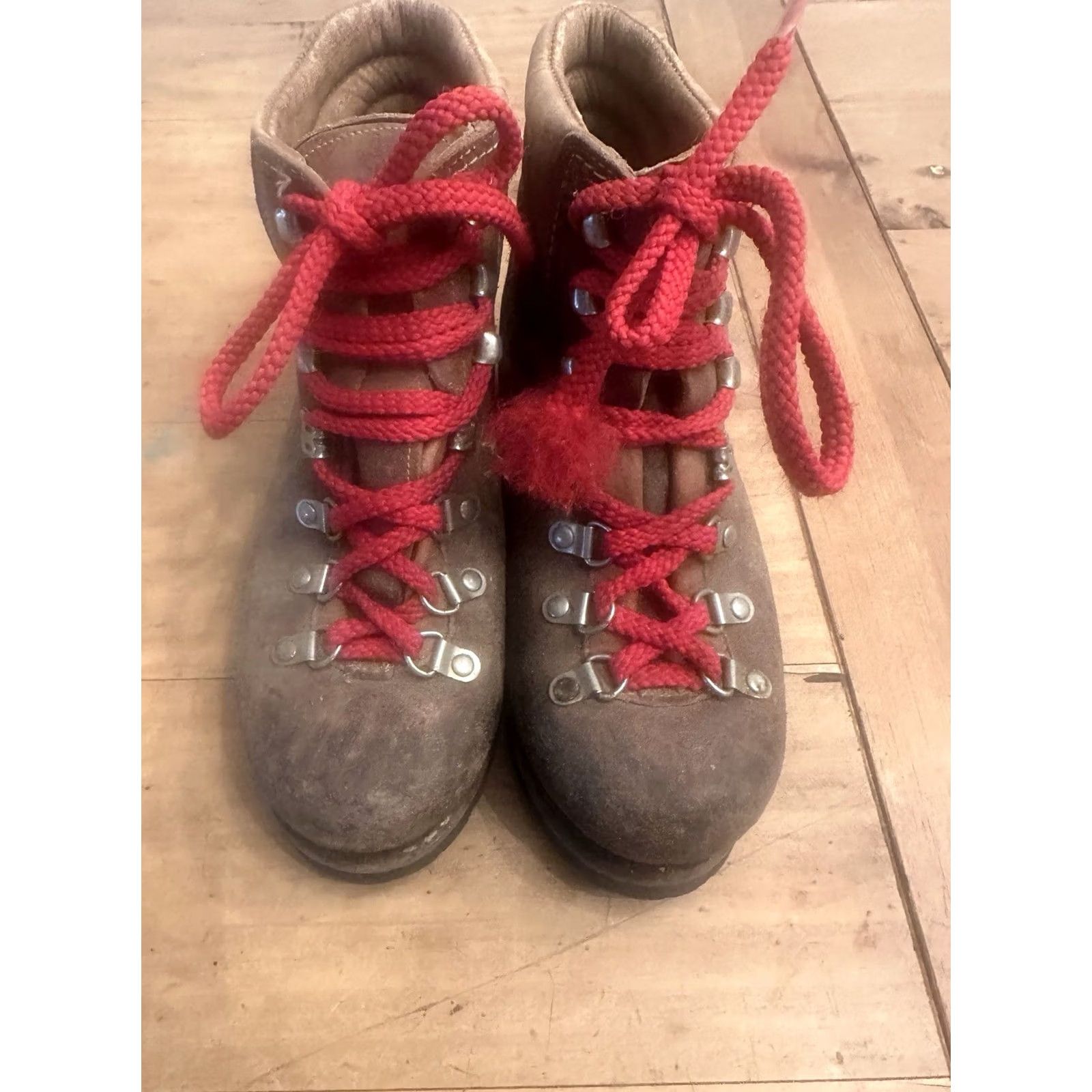 Vibram VINTAGE Kastinger Mountaineering Boots Men 9? Hiking Vibram Italy Brown Leather Desert Boot Womens? Size US 9 / IT 39 - 2 Thumbnail