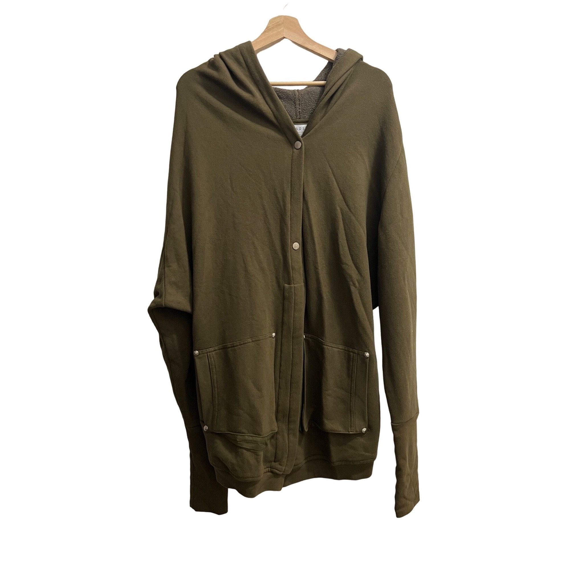 Other Marste Olive Green Hooded Button Down Hi Low Sweater Duster Size L / US 10 / IT 46 - 1 Thumbnail