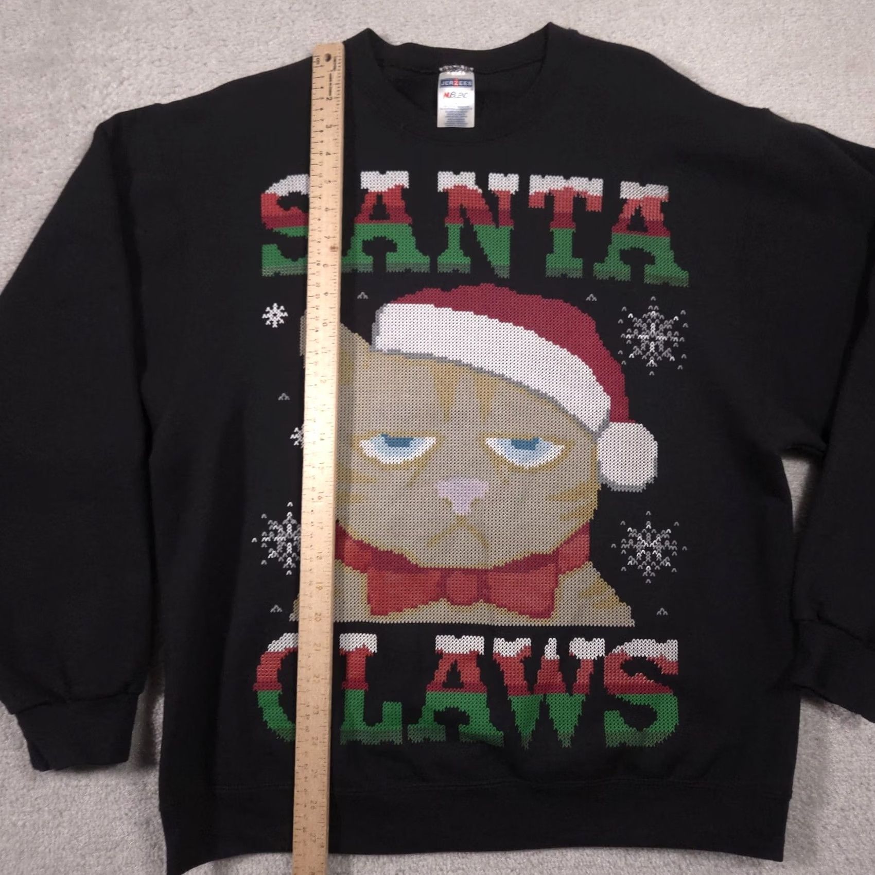 Jerzees Jerzees Sweatshirt Mens L Black Santa Claws Cat Christmas Fleece Pullover Size US L / EU 52-54 / 3 - 6 Thumbnail