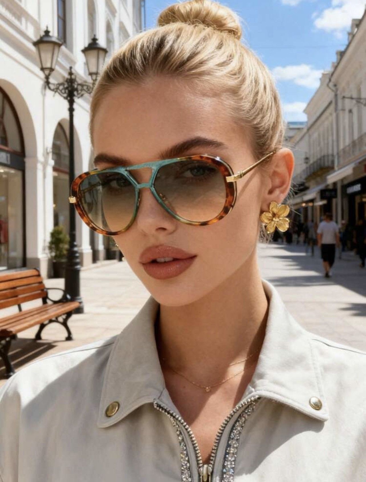 Other Oversized Tortoise Sunglasses Women Double Beam Metal Frame Size ONE SIZE - 7 Thumbnail
