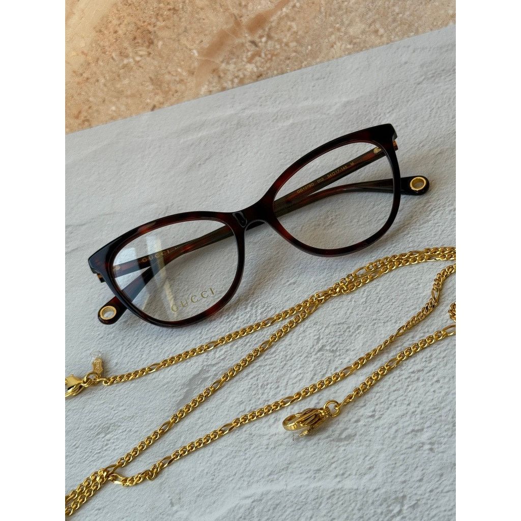 Gucci NEW Gucci GG1079O Brown Chain Cat Eye Eyeglasses Frames $650 Size ONE SIZE - 9 Thumbnail