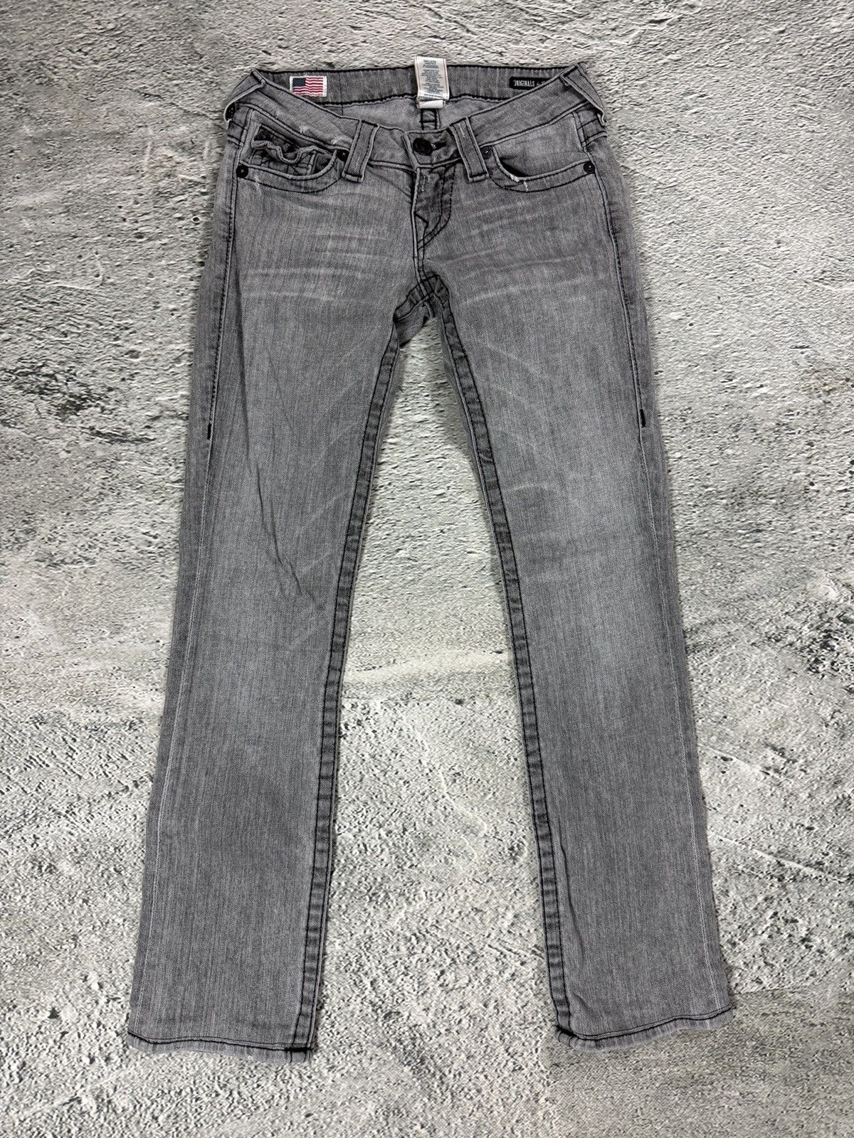 True Religion True Religion jeans grey black thick stitching flared Billy Size 24" / US 00 / IT 34 - 6 Thumbnail