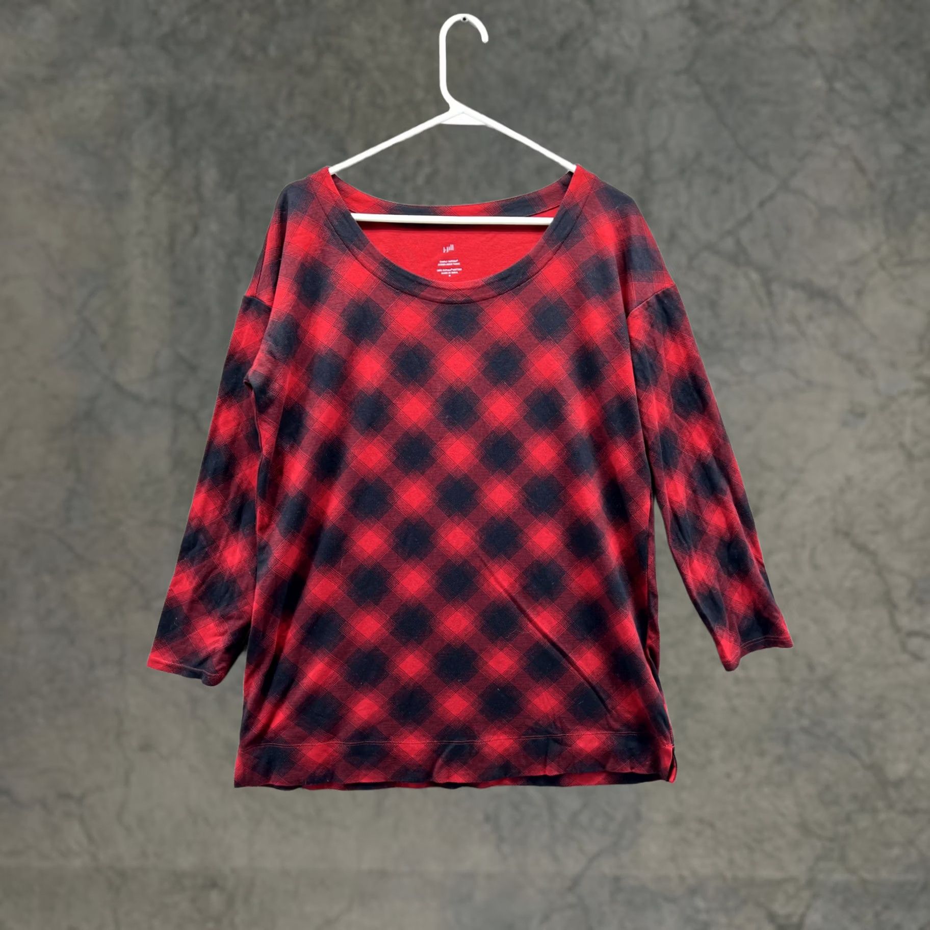 J. Jill J. Jill Shirt Womens M Red Plaid Scoop Neck 3/4 Sleeve Tunic Top Size M / US 6-8 / IT 42-44 - 1 Thumbnail