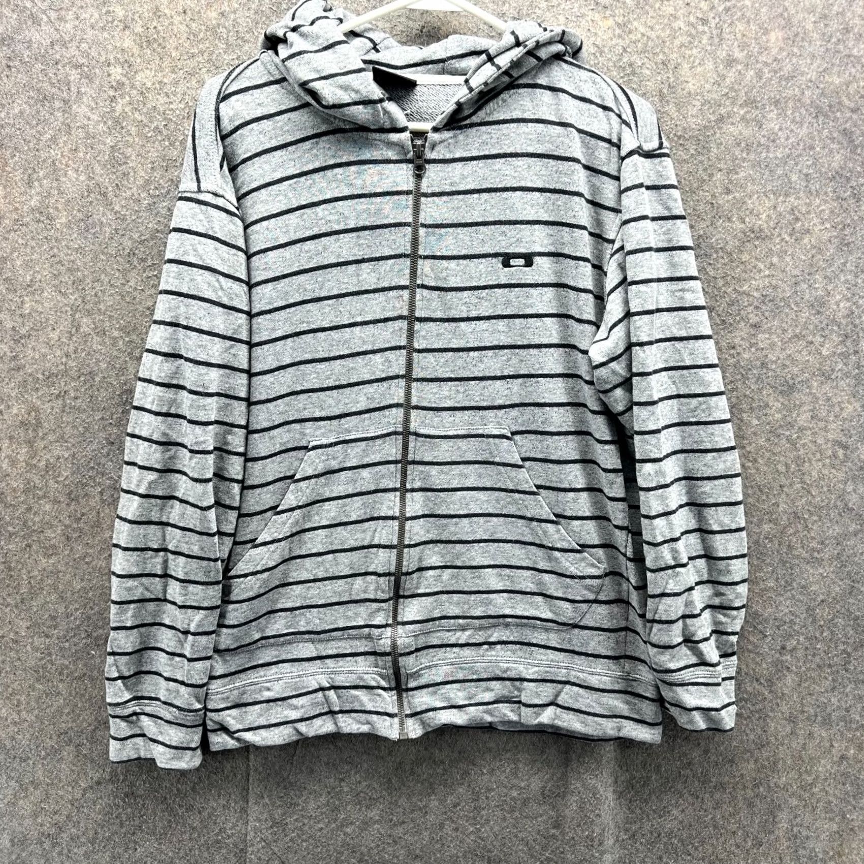 Oakley Oakley Hoodie Mens M Gray Full Zip Fleece Striped Cotton Sweatshirt Sweatshirt Size US M / EU 48-50 / 2 - 2 Thumbnail