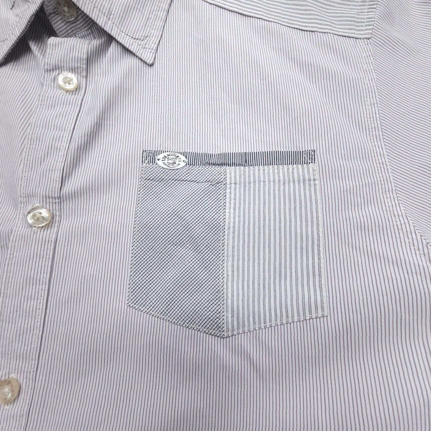 Scotch & Soda Scotch & Soda Amsterdam Button Up Shirt Mens Small Gray Striped Snap Cuffs Size US S / EU 44-46 / 1 - 7 Thumbnail