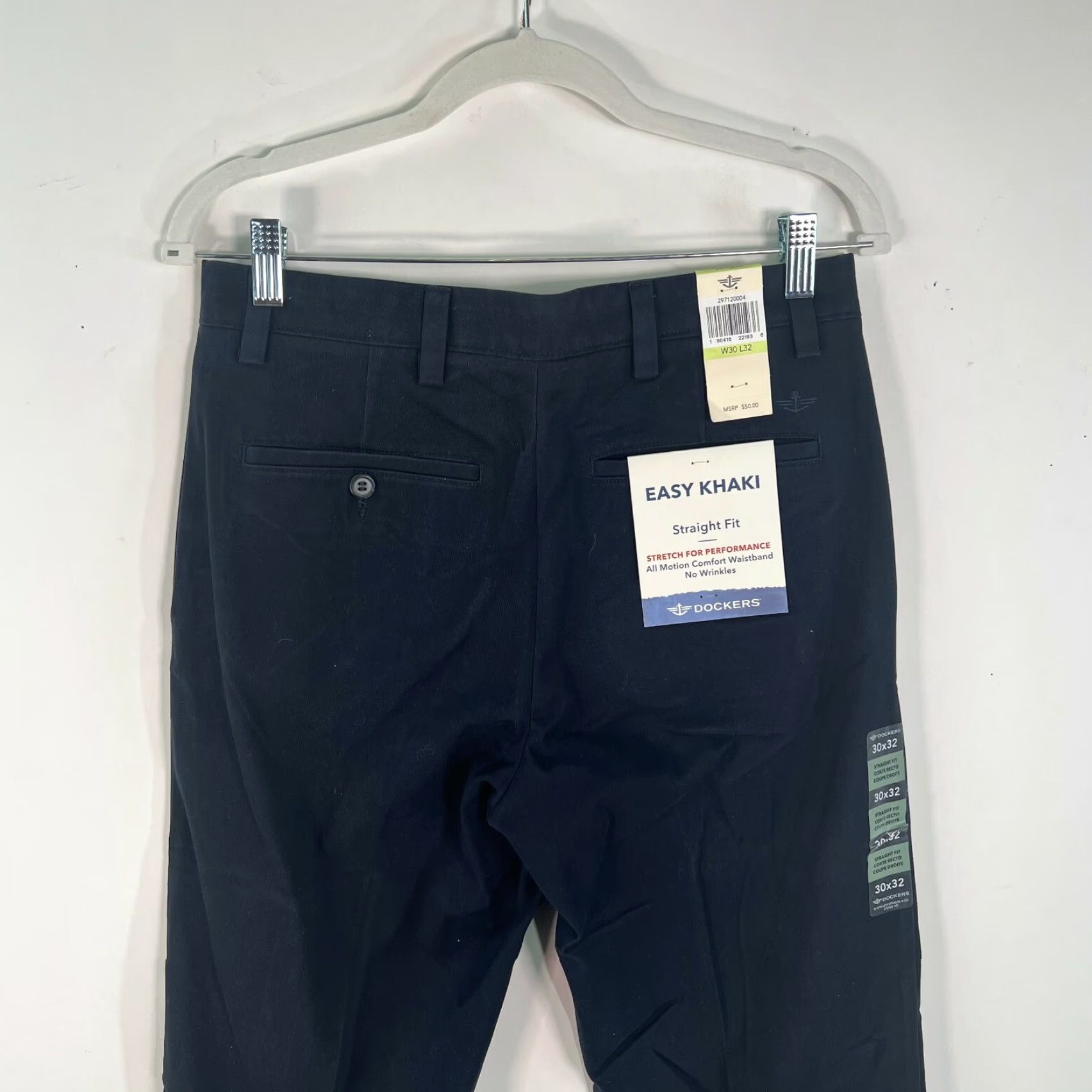 Dockers DOCKERS Mens Blue Straight Fit Dress Pants Size 30x32 - Comfort Waistband, Solid, Business, Formal Size US 32 / EU 48 - 3 Thumbnail