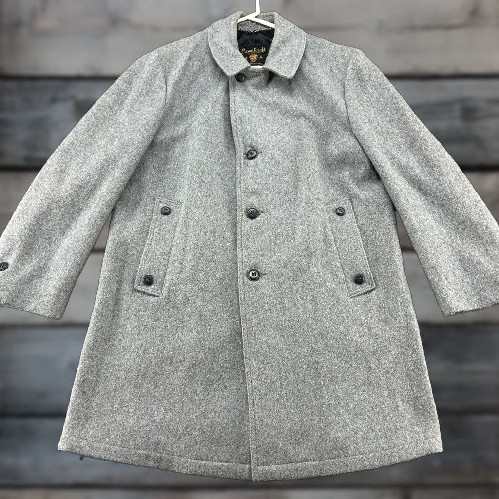 Vintage VINTAGE Casualcraft Coat Mens 42 Gray Overcoat Long Wool Trench Solid Tweed 90s Size US XS / EU 42 / 0 - 1 Thumbnail