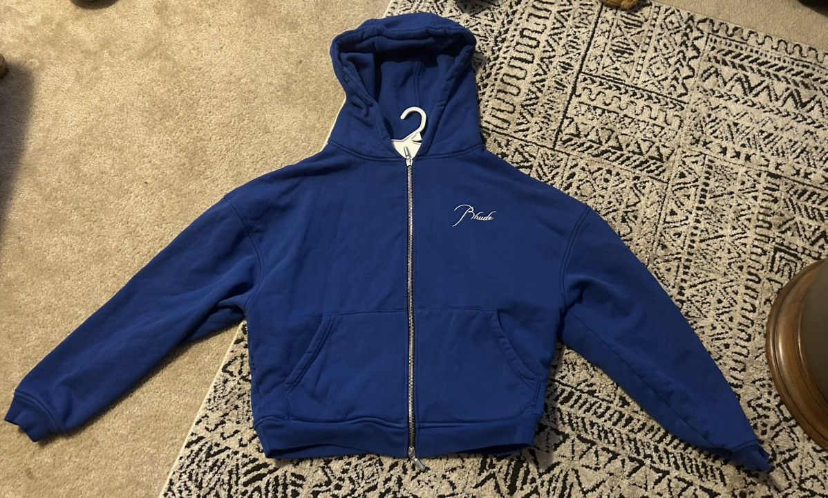 Rhude Rhude Script Logo Zip-Up Hoodie - Royal Blue Size US S / EU 44-46 / 1 - 1 Thumbnail