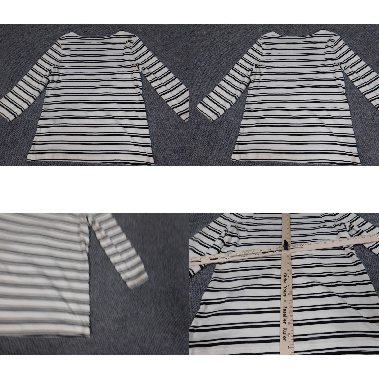 Vintage Chicos Blouse Shirt Women 1 Beige Cotton Striped Crew Neck Pullover Knit Long Sleeve Casual Button 100% Cotton Regular Vintage No Size XS / US 0-2 / IT 36-38 - 8 Thumbnail