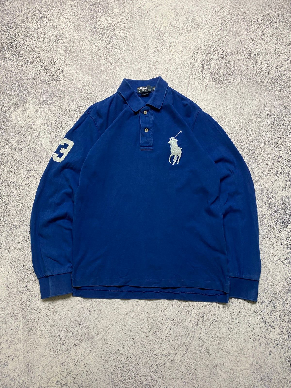 Pre-owned Polo Ralph Lauren X Ralph Lauren Polo Ralph Laurent Rugby Shirt Big Pony 3 Long Sleeve Y2k In Blue
