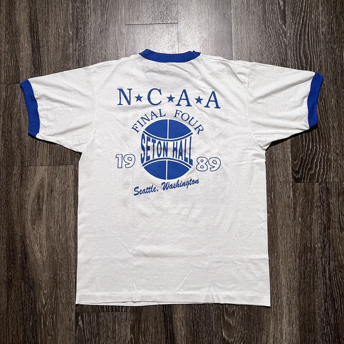 Vintage [Vintage] Seton Hall 1989 NCAA Final Four Ringer Shirt Size US XL / EU 56 / 4 - 2 Thumbnail