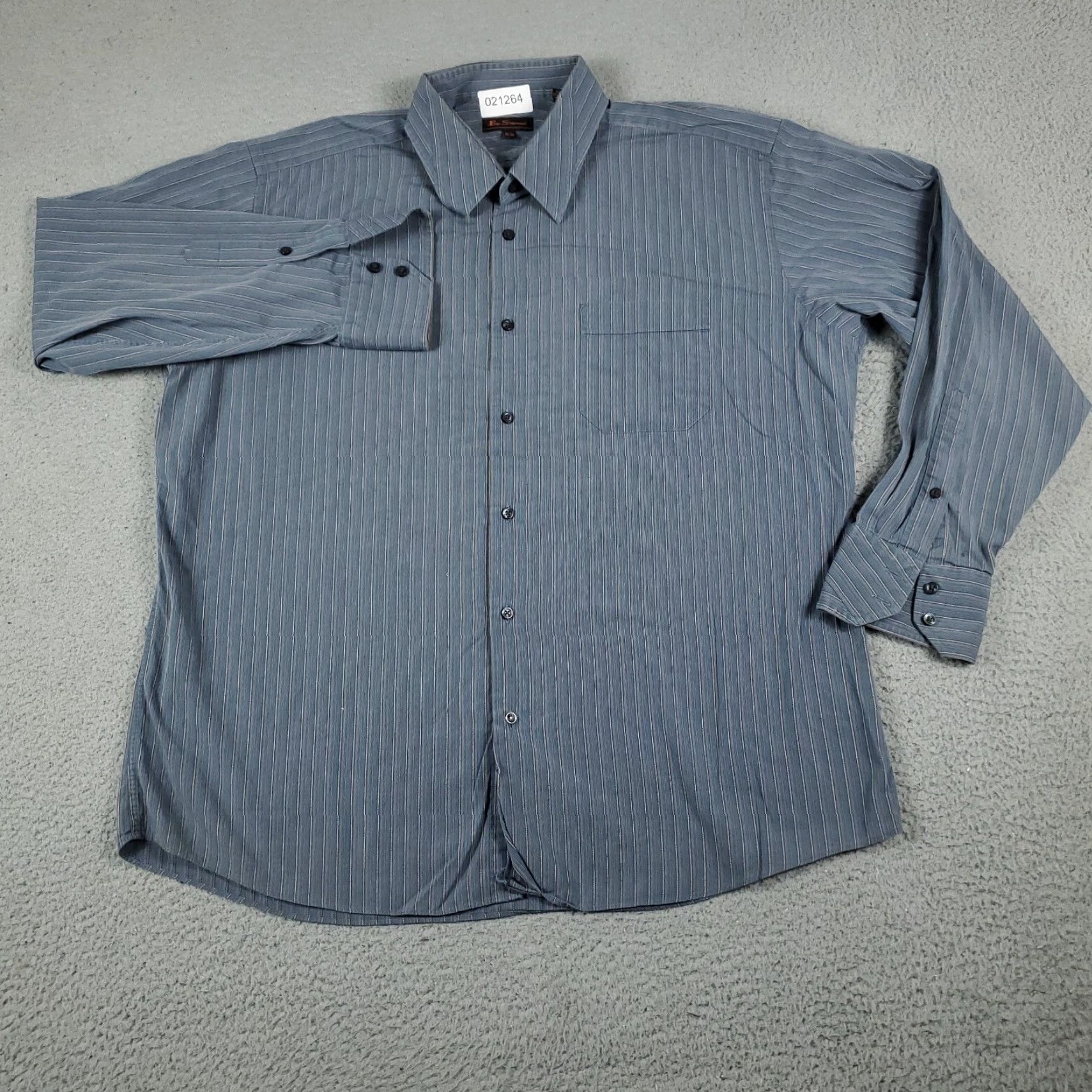 Ben Sherman Ben Sherman Dress Shirt Mens 17.5 Blue Striped Long Sleeve Button Up Size 46R - 2 Thumbnail