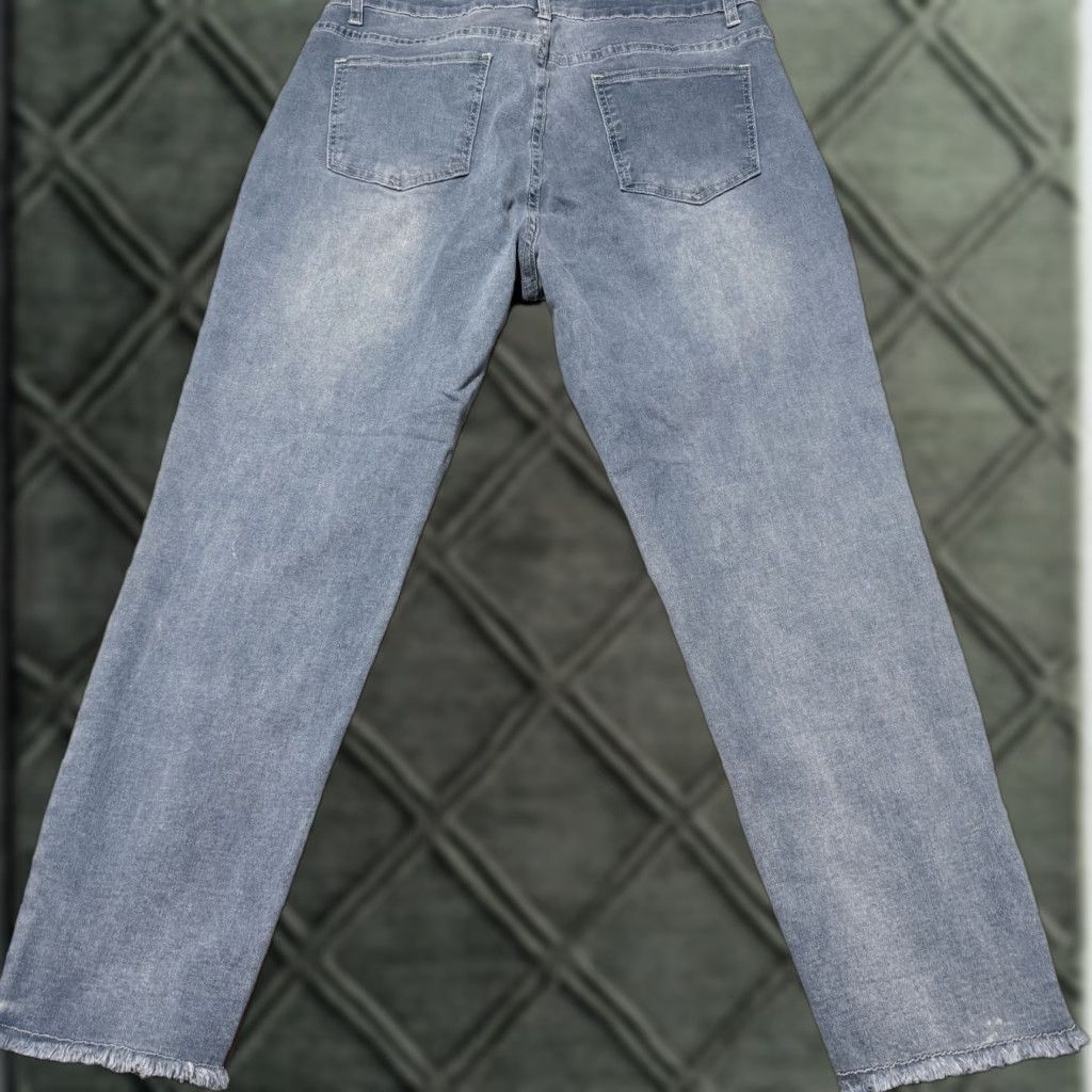Vintage Bamboo Jeans Women's Blue Denim Stretch Frayed Hem Skinny 18 Cross Patch Heart Style - Jeans Size 40" / US 18 - 1 Thumbnail